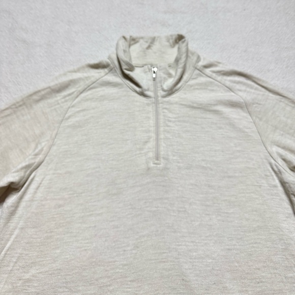 Wool Renown Men’s Llama Ivory Cream Mock Neck 1/4 Zip Up Sweater M - Picture 4 of 6
